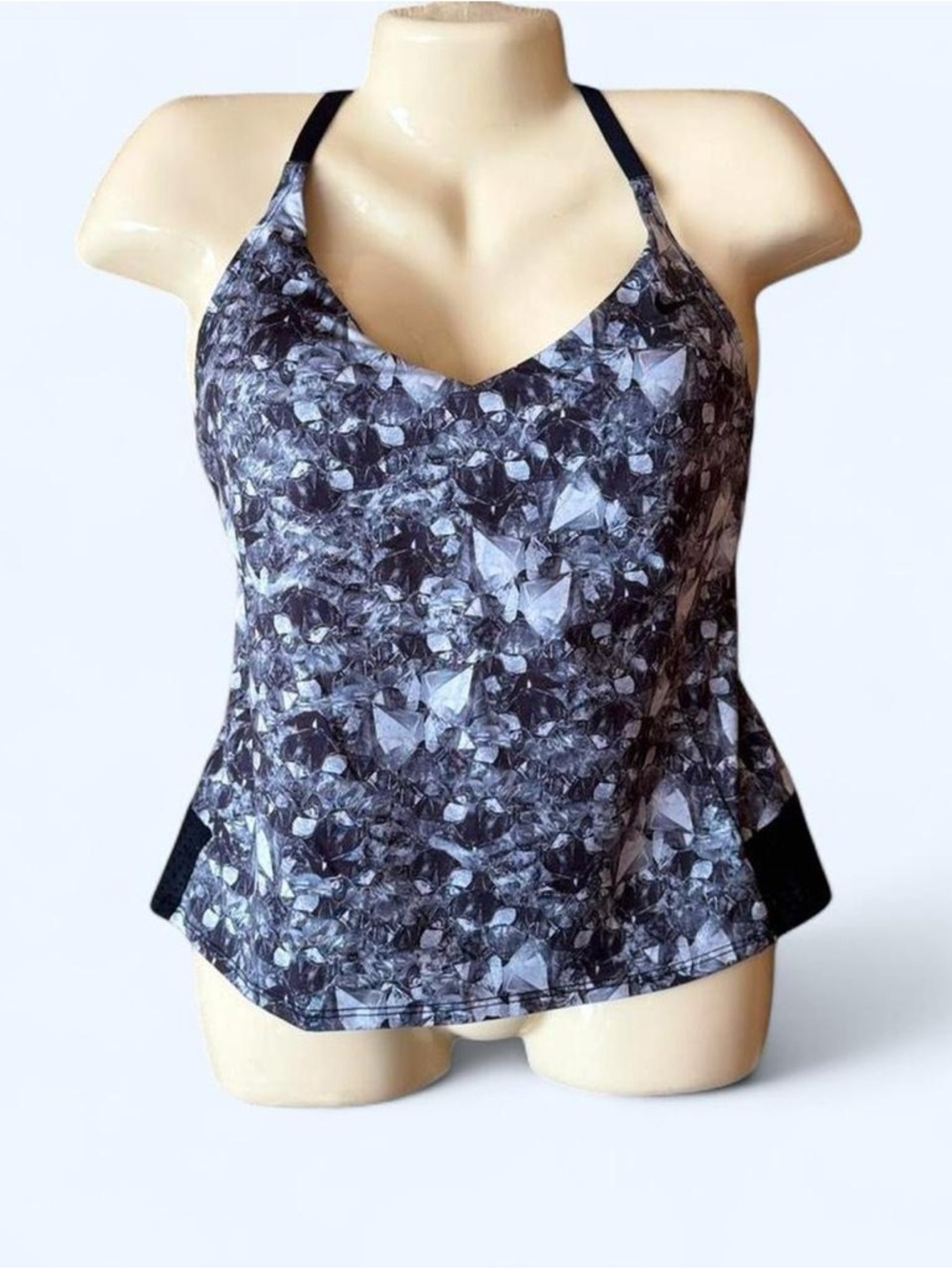 NIKE Black and Gray Crystal-Print Tank Top